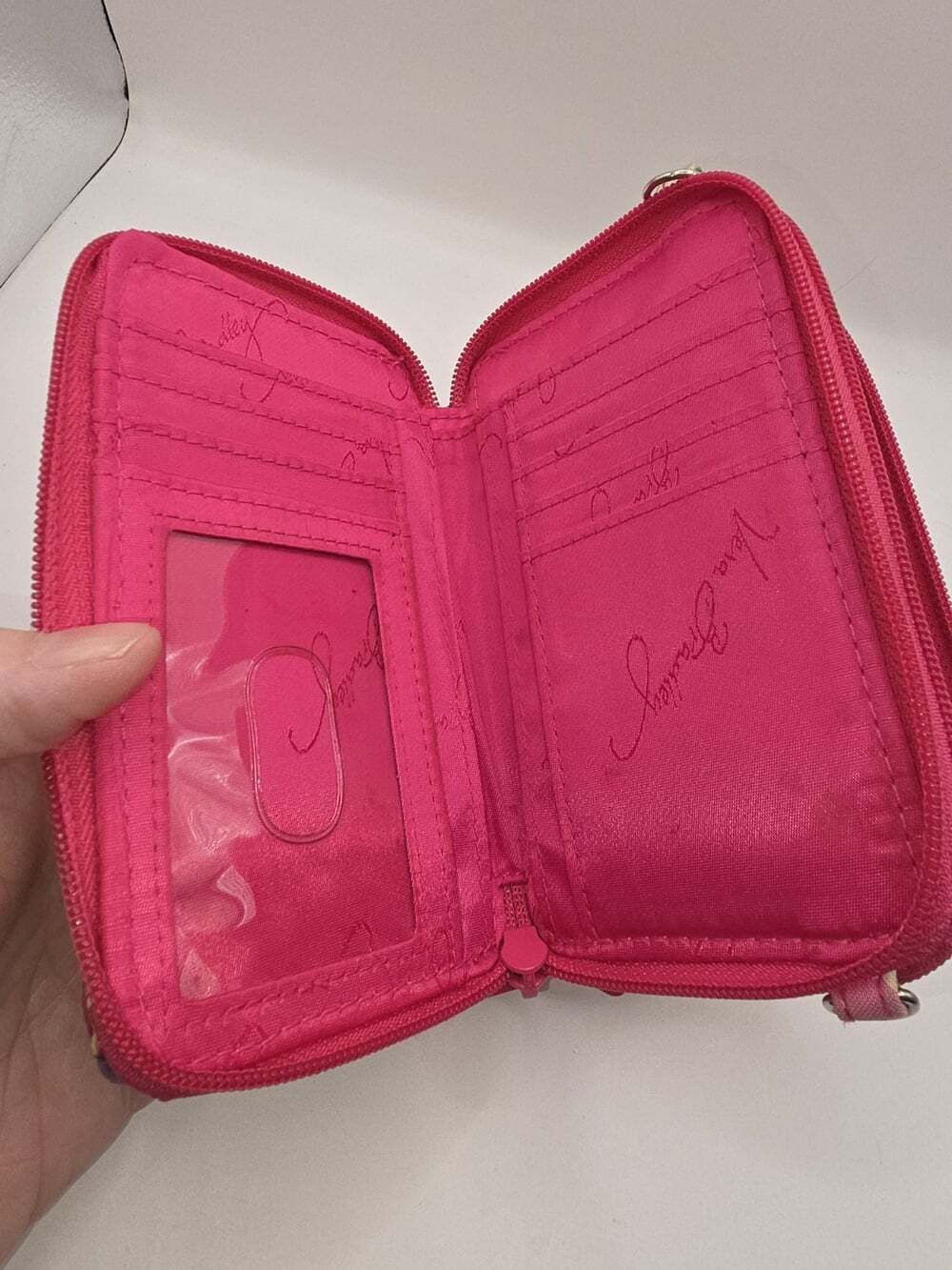 Vera Bradley Quilted Wallet Zip Around 5.5 Inch Pink Paisley - Picture 4 of 6